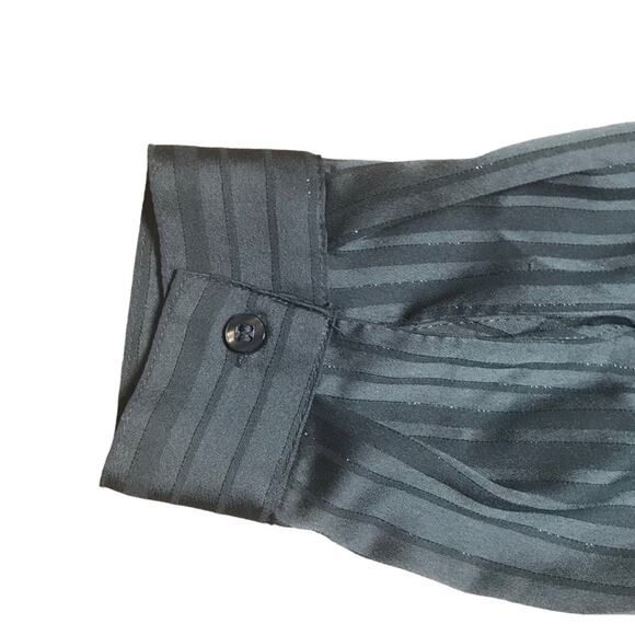 New York & Company High Neck Blouse Gun Metal Romantic Goth Glamcore Top Sz M - Picture 7 of 8